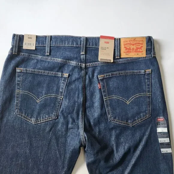 Levi's 512 Jeans Mens Size 38x32 Lot of 2 Slim Taper Stretch Medium Blue Denim - Picture 13 of 16